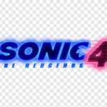 Sonic 4 Movie Logo Transparent PNG with neon style, ideal for digital design, transparent background PNG.