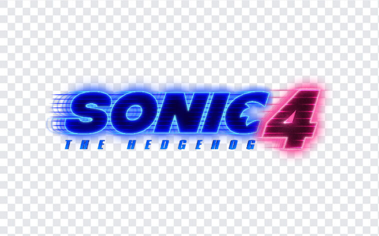 Sonic 4 Movie Logo Transparent PNG with neon style, ideal for digital design, transparent background PNG.