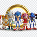 Sonic Movie Characters PNG featuring iconic characters in a vibrant style, ideal for fan art and digital projects, transparent background PNG.