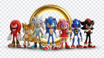 Sonic Movie Characters PNG featuring iconic characters in a vibrant style, ideal for fan art and digital projects, transparent background PNG.