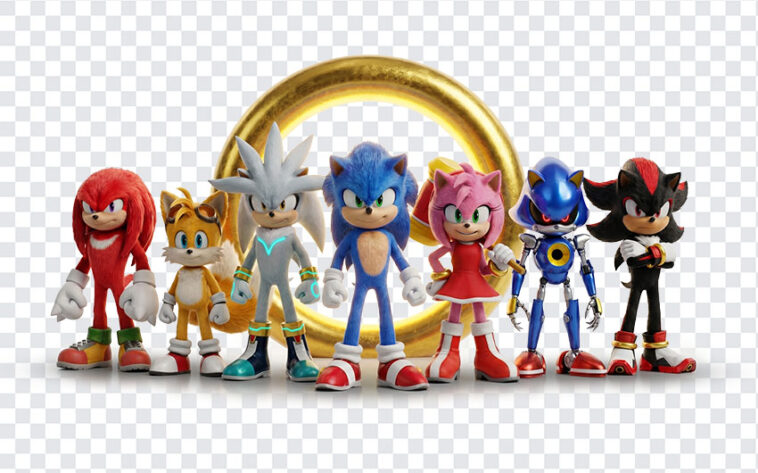 Sonic Movie Characters PNG featuring iconic characters in a vibrant style, ideal for fan art and digital projects, transparent background PNG.