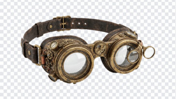 Steampunk Goggles PNG featuring vintage design with gears and lenses, perfect for digital art projects, transparent background PNG.