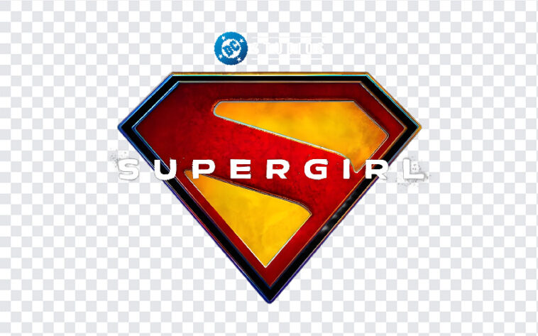 Supergirl Movie Logo DC Studios PNG featuring iconic emblem design, transparent background PNG.