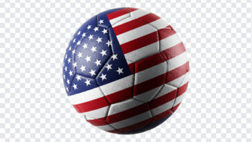 USA Flag Soccer Ball PNG with realistic design for sports graphics, transparent background PNG.