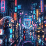 Anime Rainy City Wallpaper Aesthetic Scaled, vibrant urban scene, perfect for digital art projects.