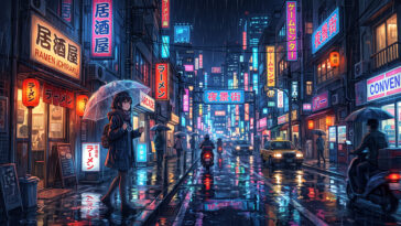 Anime Rainy City Wallpaper Aesthetic Scaled, vibrant urban scene, perfect for digital art projects.