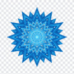 Blue Geometric Mandala Star Pattern Design PNG with intricate details for digital art projects, transparent background PNG.