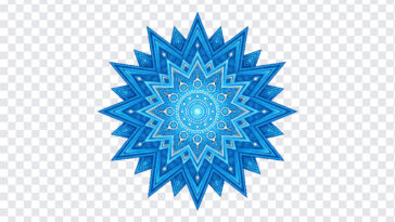Blue Geometric Mandala Star Pattern Design PNG with intricate details for digital art projects, transparent background PNG.