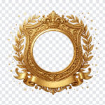 Championship Blank Crest Banner Transparent PNG with ornate gold design, ideal for awards and certificates, transparent background PNG.