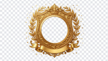 Championship Blank Crest Banner Transparent PNG with ornate gold design, ideal for awards and certificates, transparent background PNG.