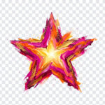 Colorful Abstract Painted Star Shape Art PNG with vibrant brush strokes, ideal for creative projects, transparent background PNG.