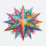 Colorful Mandala Starburst Pattern Design PNG with vibrant colors for artistic projects, transparent background PNG.