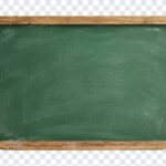 Green Chalkboard PNG with wooden frame, ideal for educational designs, transparent background PNG.