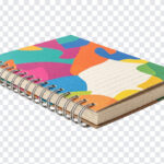 Notebook Spiral PNG Transparent with colorful cover design, ideal for digital projects, transparent background PNG.