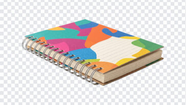 Notebook Spiral PNG Transparent with colorful cover design, ideal for digital projects, transparent background PNG.