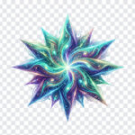 Rainbow Abstract Spiky Star Mandala Art PNG in vibrant colors, perfect for digital art projects, transparent background PNG.