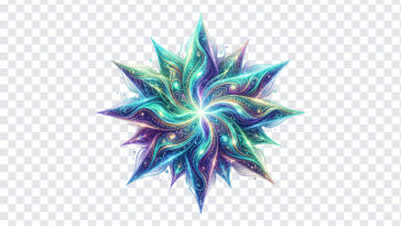 Rainbow Abstract Spiky Star Mandala Art PNG in vibrant colors, perfect for digital art projects, transparent background PNG.