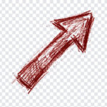 Red Hand Drawn Arrow PNG with sketchy style, ideal for presentations and infographics, transparent background PNG.