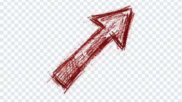 Red Hand Drawn Arrow PNG with sketchy style, ideal for presentations and infographics, transparent background PNG.