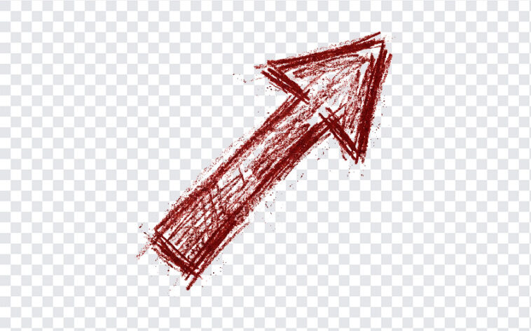 Red Hand Drawn Arrow PNG with sketchy style, ideal for presentations and infographics, transparent background PNG.