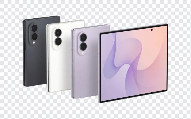 Samsung Galaxy Z Fold 8 Colors Foldable Screen PNG showcasing sleek design on transparent background PNG.