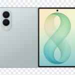 Samsung Galaxy Z Fold 8 PNG front and back view, sleek design, transparent background PNG.