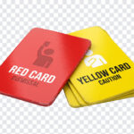 Soccer Referee Cards Transparent PNG featuring red and yellow cards, sports use, transparent background PNG.