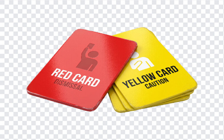 Soccer Referee Cards Transparent PNG featuring red and yellow cards, sports use, transparent background PNG.