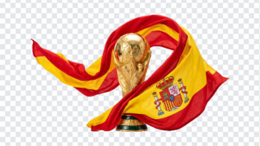 Spain With Fifa Wold Cup 2026 Transparent PNG featuring trophy and flag, ideal for sports designs