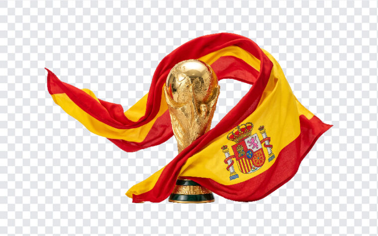 Spain With Fifa Wold Cup 2026 Transparent PNG featuring trophy and flag, ideal for sports designs