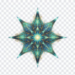 Turquoise Crystal Star Mandala Pattern PNG with intricate design for art projects, transparent background PNG.