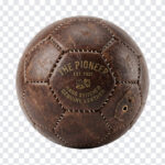 Vintage Leather Soccer Ball PNG with classic design, ideal for retro sports themes, transparent background PNG.