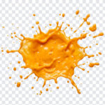 Cheddar Cheese Splash Transparent PNG with dynamic splash effect for food design projects, transparent background PNG.