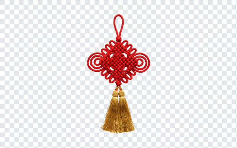 Chinese Knot Red Tassel Transparent PNG with intricate design, ideal for cultural projects, transparent background PNG.