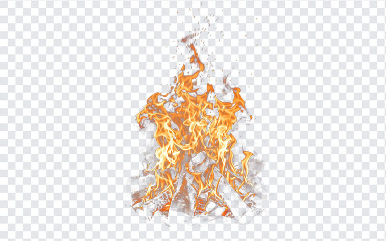 Fire PNG with realistic flames for design projects, transparent background PNG.