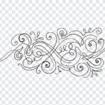 Hand Drawn Loop Swirl Doodle Transparent PNG with intricate design for decorative use, transparent background PNG.