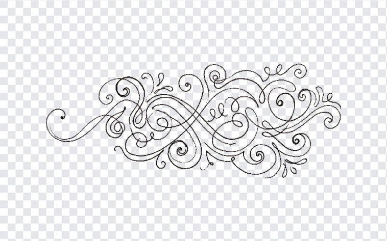 Hand Drawn Loop Swirl Doodle Transparent PNG with intricate design for decorative use, transparent background PNG.