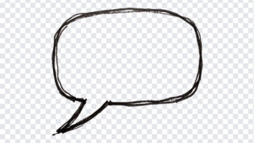 Hand Drawn Speech Bubble Sketch Transparent PNG with rough outline for comics and design, transparent background PNG.