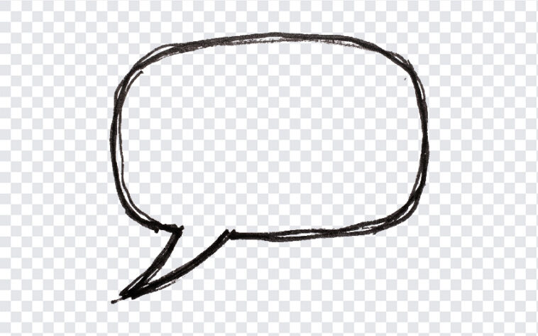 Hand Drawn Speech Bubble Sketch Transparent PNG with rough outline for comics and design, transparent background PNG.