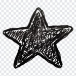 Hand Drawn Star Scribble Transparent PNG with sketch style, ideal for creative projects, transparent background PNG.