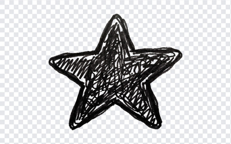 Hand Drawn Star Scribble Transparent PNG with sketch style, ideal for creative projects, transparent background PNG.