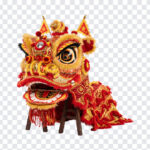 Lion Dance Head Colorful Transparent PNG with intricate design, ideal for cultural projects, transparent background PNG.