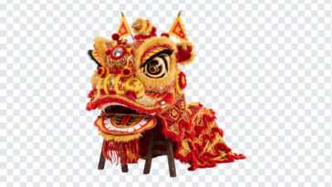 Lion Dance Head Colorful Transparent PNG with intricate design, ideal for cultural projects, transparent background PNG.