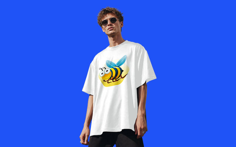 Mens Oversized Tshirt PSD Mockup featuring a casual style with a transparent background PNG.