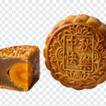 Mid Autumn Mooncake Sliced Transparent PNG showing detailed design and filling, perfect for festive designs and culinary projects with a transparent background PNG.