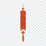 Red Firecrackers String Gold Transparent PNG with intricate design for festive decorations, transparent background PNG.