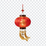 Red Lantern Chinese New Year Transparent PNG with intricate design, festive decoration, transparent background PNG.