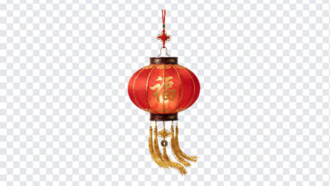 Red Lantern Chinese New Year Transparent PNG with intricate design, festive decoration, transparent background PNG.