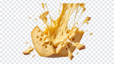 Swiss Cheese Block Breaking Bursting Stretchy Transparent PNG with dynamic explosion effect, ideal for culinary designs and food blogs, transparent background PNG.
