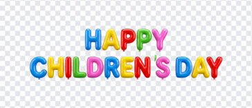 3D Balloon Text Happy Childrens Day Transparent PNG with colorful letters for celebrations, transparent background PNG.